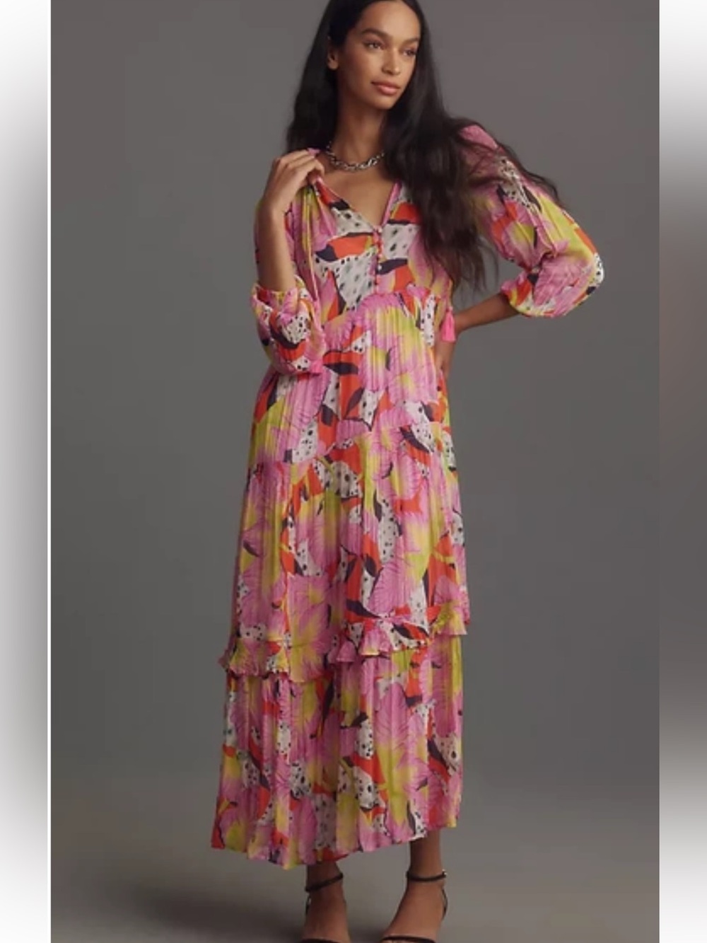 Anthropologie Marais Maxi Dress Yukiko Noritake Canary Print